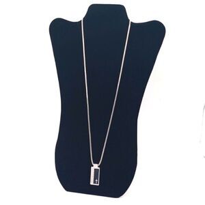 NWT Guess Cross Bling Necklace Color: Black/Silver Dog Tag